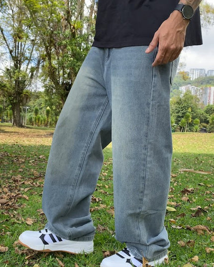 Pantalon Baggy Azul MMela Desgastado