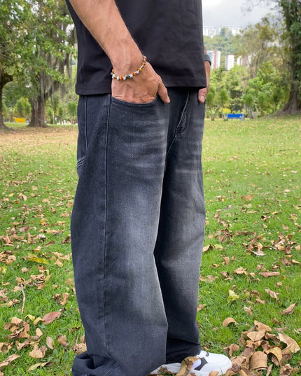 Pantalon Jean Baggy Negro Desgastado