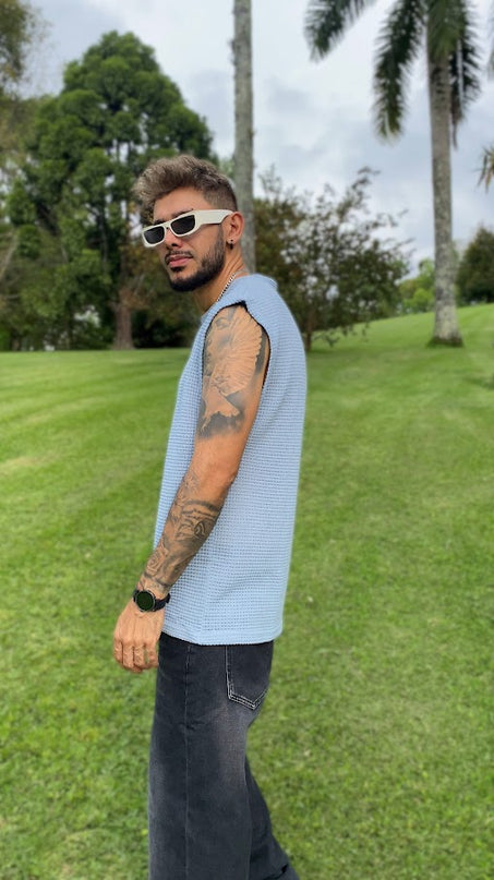 Camiseta sin manga azul urban