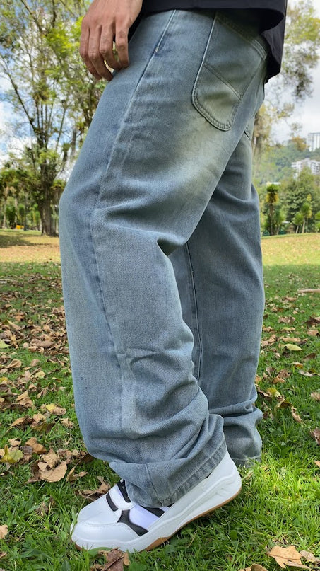 Pantalon Baggy Azul MMela Desgastado