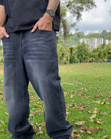 Pantalon Jean Baggy Negro Desgastado
