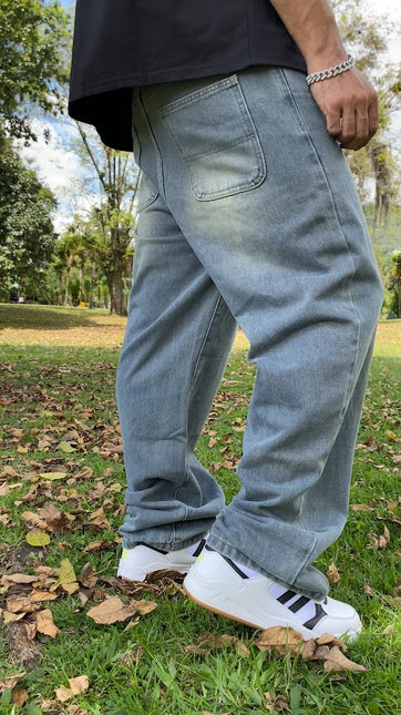 Pantalon Baggy Azul MMela Desgastado