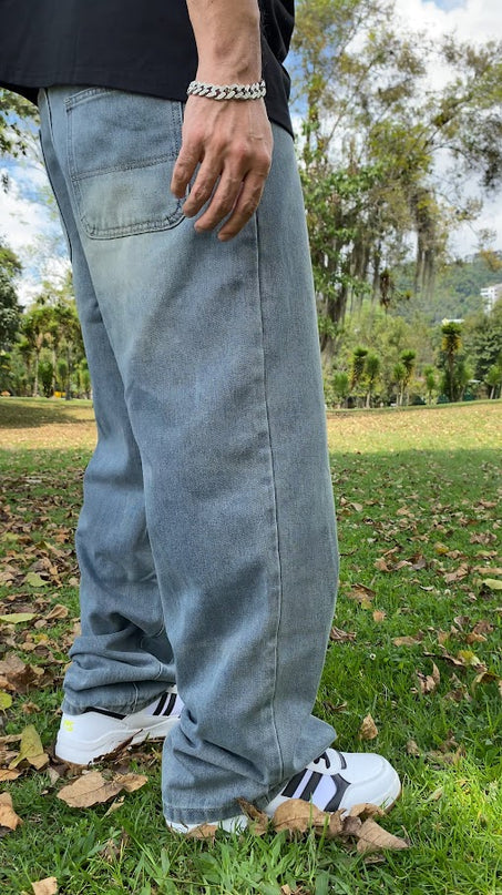 Pantalon Baggy Azul MMela Desgastado