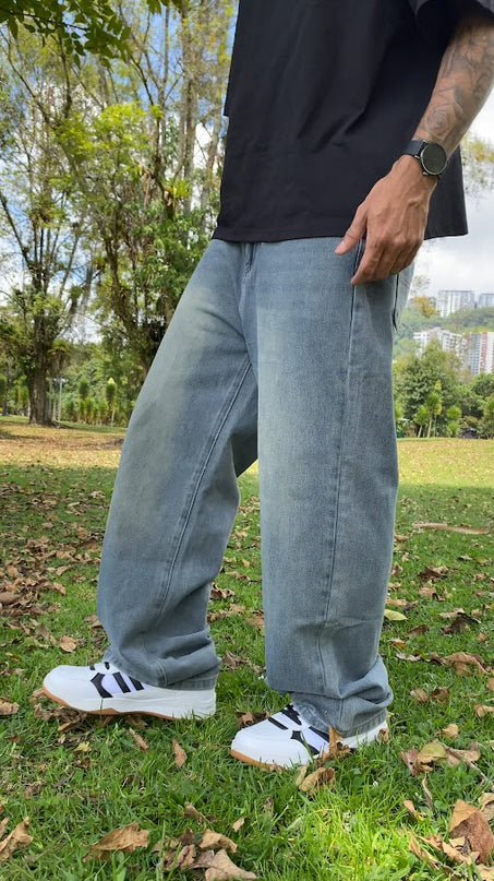 Pantalon Baggy Azul MMela Desgastado