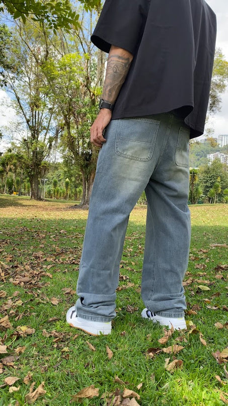 Pantalon Baggy Azul MMela Desgastado