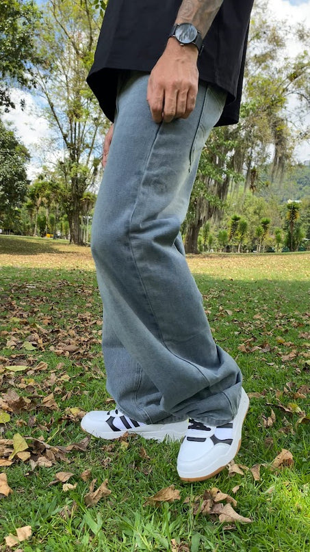 Pantalon Baggy Azul MMela Desgastado
